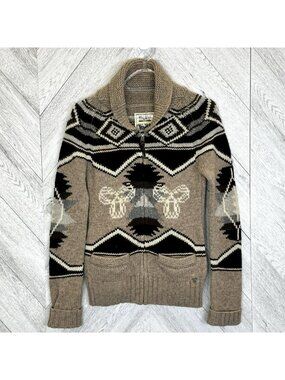Aritzia TNA Sea To Sky Cardigan Sweater Womens Small Shawl Collar Zip Front Tan